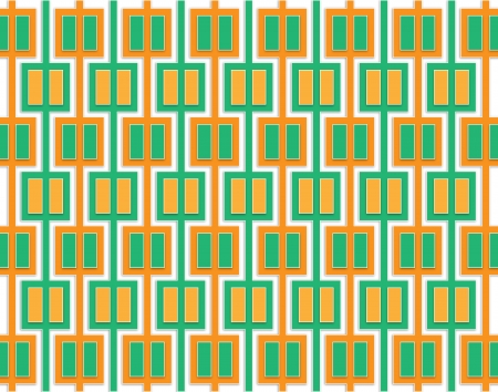 Abstract pattern of orange and green squares regularly distributed over the areaの写真素材