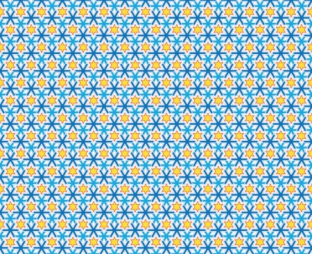 background snowflakes blue and yellow star patternの写真素材