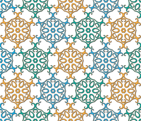 background or fabric six-pointed oriental floral patternの写真素材