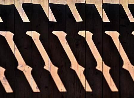 abstract background shadow railings on the old wooden floorの写真素材