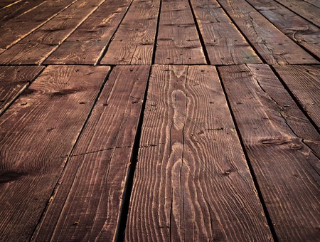 background or texture old wood floors with boardsの写真素材
