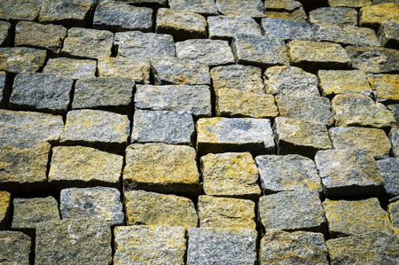 abstract background or texture pavement of small stone cubesの写真素材