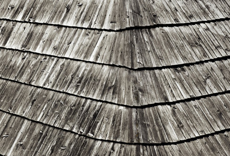 background or texture Old traditional Slovak wooden shingle roofingの写真素材