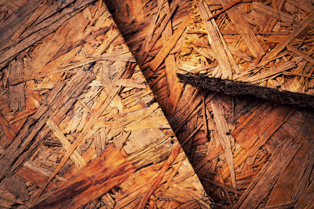 abstract background or texture old osb wood panelの写真素材