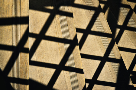 Abstract background  Shade railings on wooden stairsの写真素材