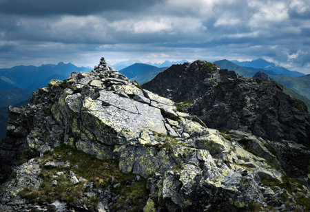 landscape  background mound of granite stones in the mountains