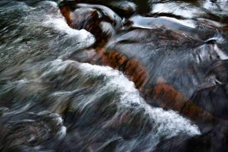 Abstract wave pattern on the flowing river