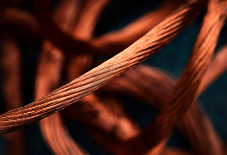 abstract background or texture Braided copper cablesの写真素材