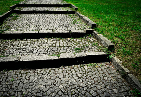 background detail Stone stairs with small stone cubes