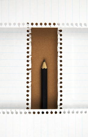 background black pencil in a paper frameの写真素材