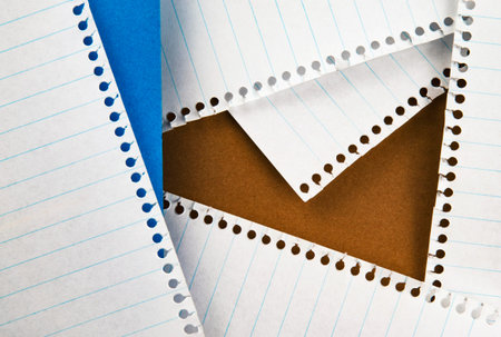 abstract composition of colored papers and sheets from the block