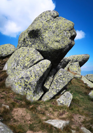 abstract nature granite stone troll on the hiking trail
