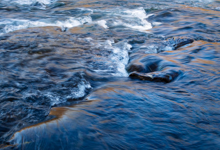 landscape background the rapids on the autumn river levelの写真素材