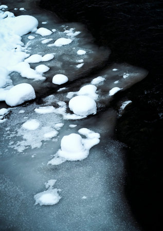 seasonal background abstract edge of a freezing river