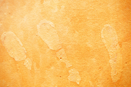 Cracked Detail Hand Print on Wallの写真素材