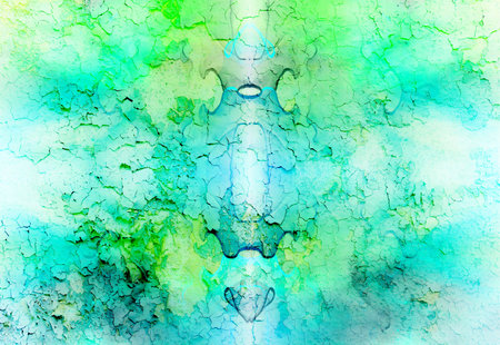 Abstract background with light green and blue crackle structure.