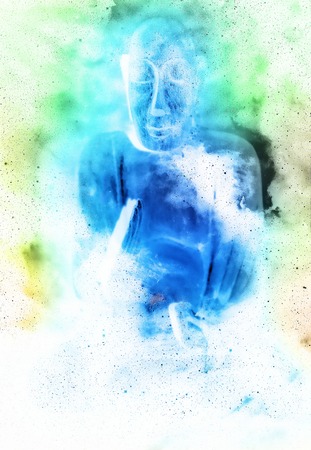 Buddha in space and stars, galaxy background. computer collage. Religion conceptの写真素材