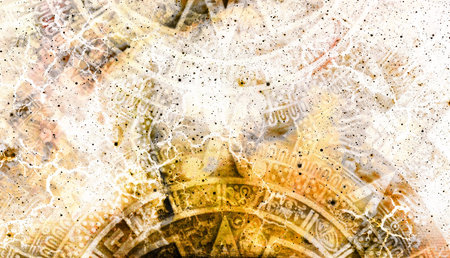 Ancient Mayan Calendar and  Cosmic space with stars