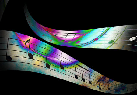 music note and Space and stars with abstrtact color background