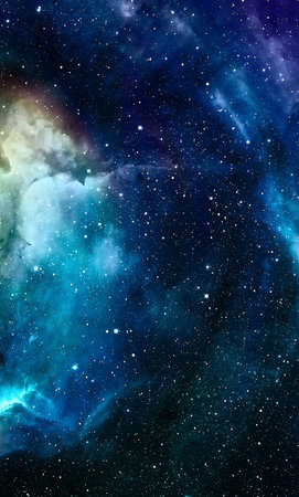 Nebula, Cosmic space and stars, blue cosmic abstract background