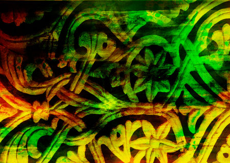 floral pattern with ancient and oriental elements. Computer collageの写真素材