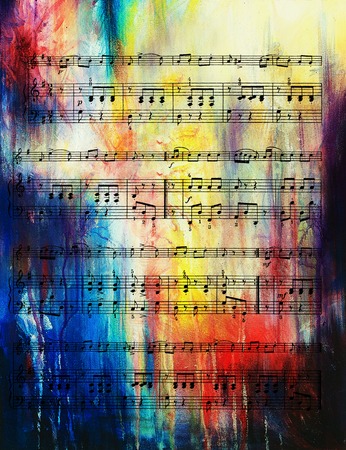 old music note and vintage effect, musical backgroundの写真素材