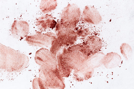 Copper powder on Copper Color Powder on white paper background and fingerprints
