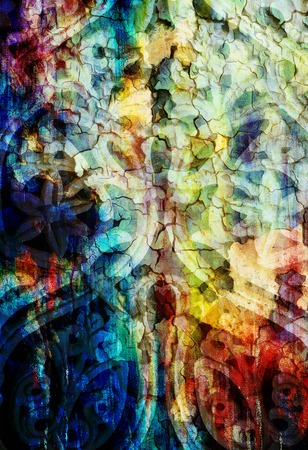 floral pattern with ancient and oriental elements. Computer collageの写真素材