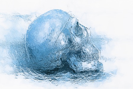 Painting skull and computer collageb with glass effectの写真素材