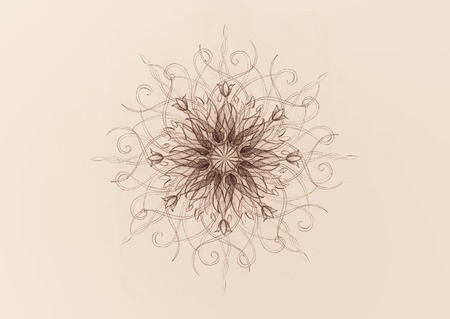 Ornamental mandala. Original hand draw and computer collageの写真素材