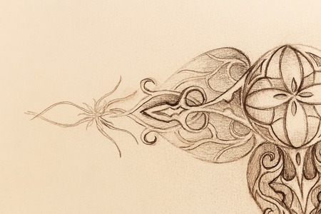 Ornamental mandala. Original hand draw and computer collageの写真素材