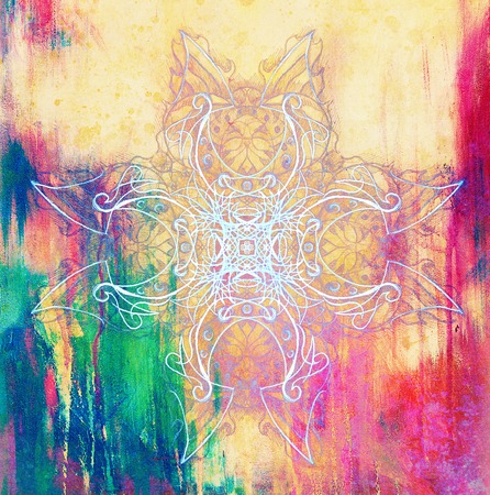 Ornamental mandala. Original hand draw and computer collageの写真素材