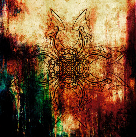 Ornamental mandala. Original hand draw and computer collageの写真素材