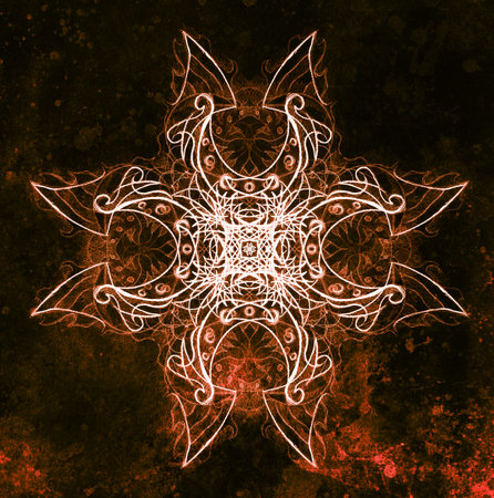 Ornamental mandala. Original hand draw and computer collage. Color effectの写真素材