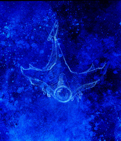 aircraft drawing. Original hand draw and computer collage. Color structureの写真素材