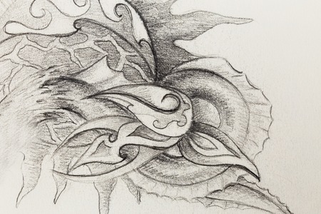 Ornamental Drawing. Original hand draw and computer collage. Color structureの写真素材