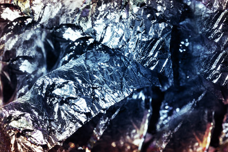 shiny metal fibre structure, abstract background. Blue color