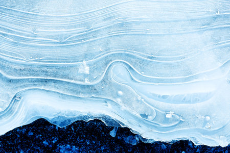 Texture of ice on the frozen lake