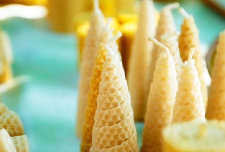 beautiful hand made honey bee wax candles of different shapes