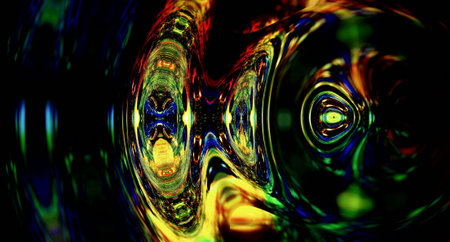 graphic concept of music in space, cosmic sound waves, computer design, music conceptの写真素材