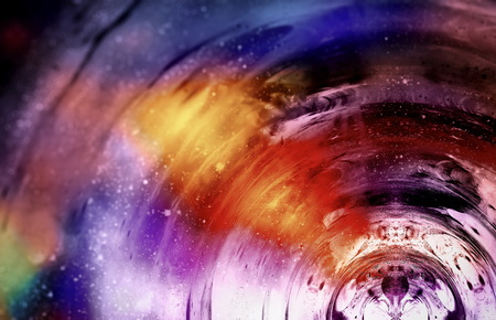 graphic concept of music in space, cosmic sound waves, computer design, music conceptの写真素材