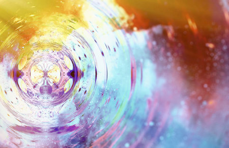 graphic concept of music in space, cosmic sound waves, computer design, music concept