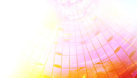 music notes in space with stars. abstract color background. Music conceptの写真素材