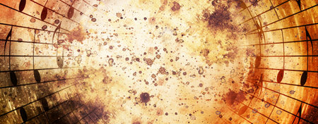 graphic design illustration of notes and note lines in circle structure, music conceptの写真素材