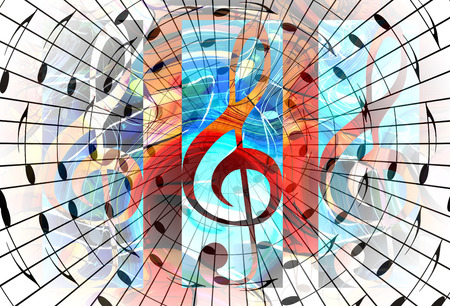 abstract music theme background with music note and clef, modern designの写真素材