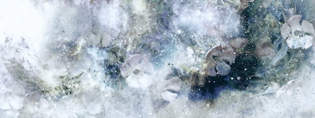 Flovers freezed under ice, abstract computer collage, winter motiveの写真素材