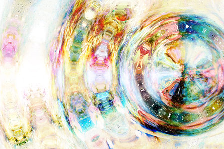 graphic concept of music in space, cosmic sound waves, computer design, music conceptの写真素材