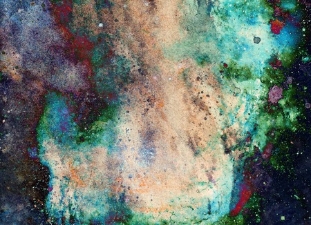 Watercolor abstract painting and computer collage. Color background with spotsの写真素材
