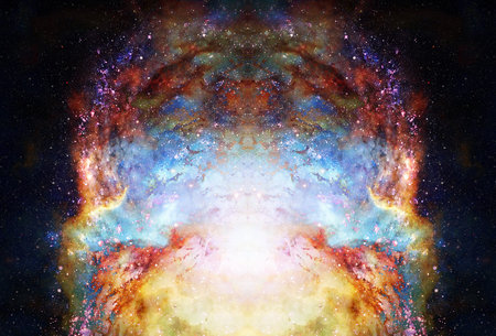 Cosmic space and stars, color cosmic abstract background. Fire effect in space.