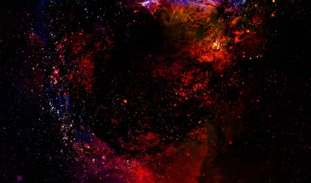 Cosmic space and stars, color cosmic abstract background. Fire effect in space.